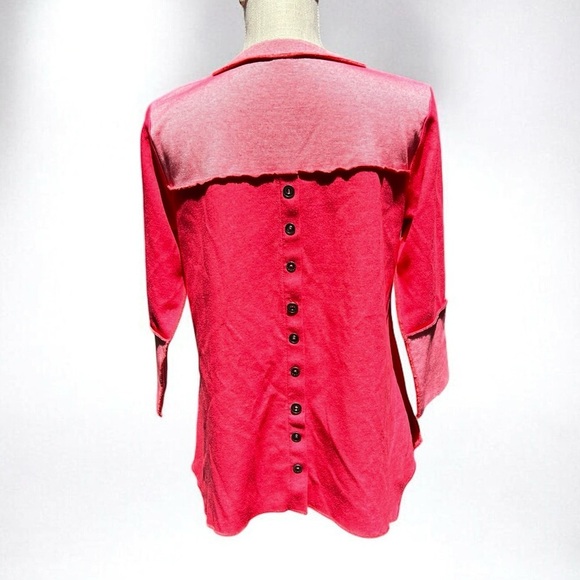 🌻Lulu B Coral V-neck Button Back Pullover Sweatshirt Size Small - Picture 6 of 8